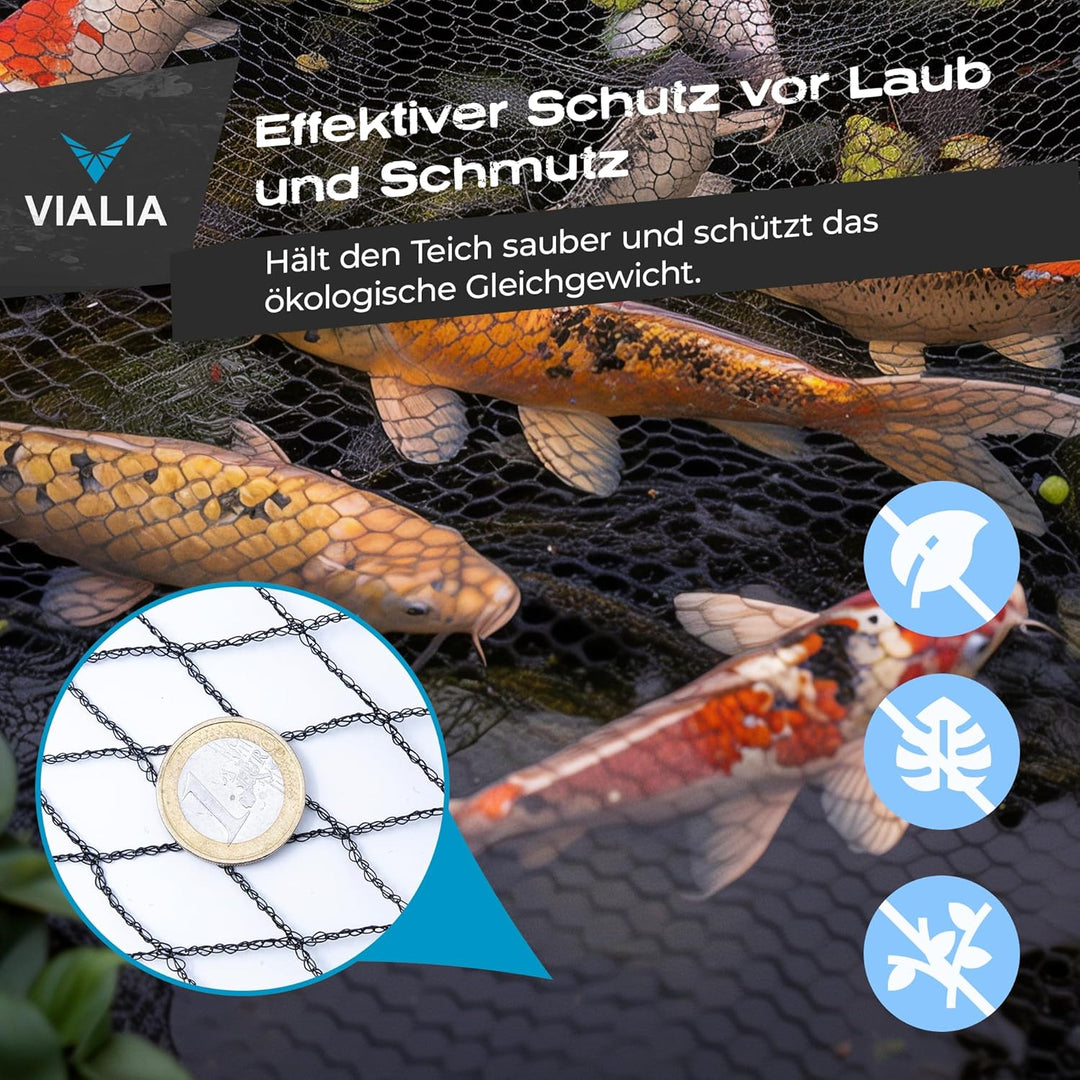 Teichnetz 8x8m | Robuste Teichabdeckung als Schutz vor Laub & Reihern | Witterungsbeständig & Reissf
