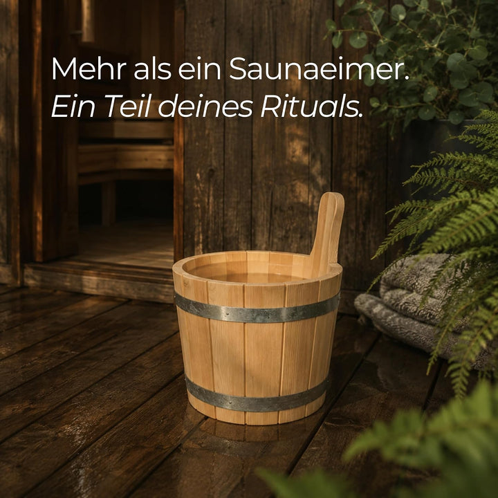 Sauna-Eimer mit Saunakelle aus 100% nordischer Fichte | Deutsches Qualitätsprodukt | 5 Liter Füllvol