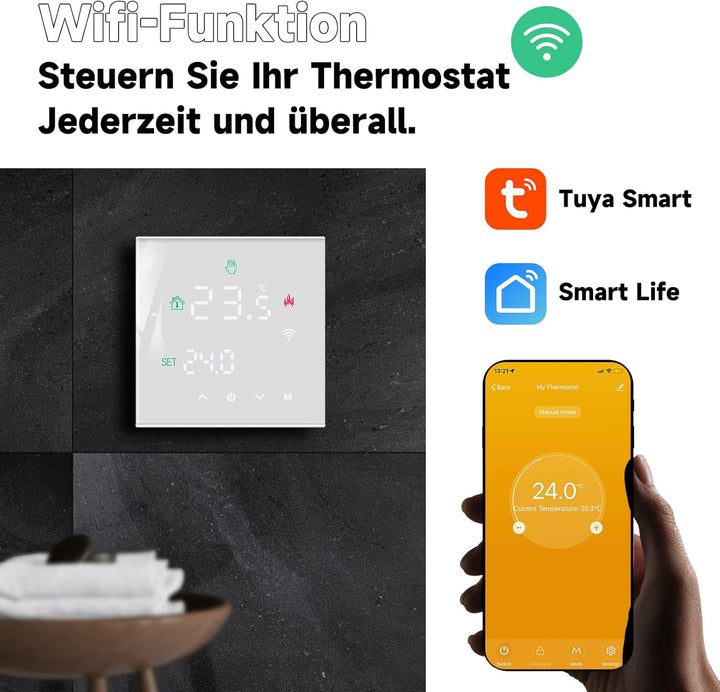 Beok Tuya Raumthermostat Fussbodenheizung, Thermostat Fussbodenheizung Elektrische Smart WiFi Heizun