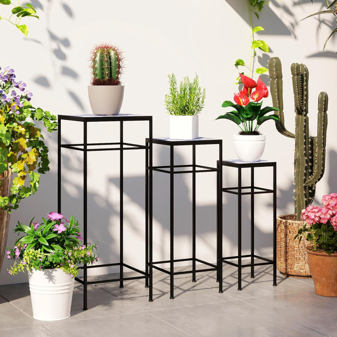 Outsunny 3er-Set Pflanzenständer, 71 cm hoch Pflanzenregal für Innen, 3 verschieden grosse Blumenhoc