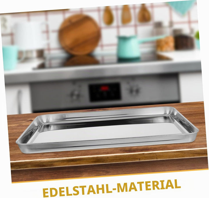 ULTECHNOVO Rechteckiger Edelstahl Teller 40,5x30,5cm Flach Als Serviertablett Für Reisnudelrollen Un