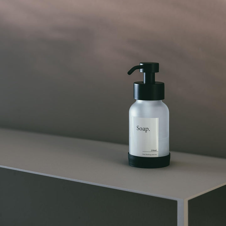 Designfabrik Hamburg | Glas Seifenspender Bad | Edelstahl-Pumpspender für Flüssigseife | Spülmittels