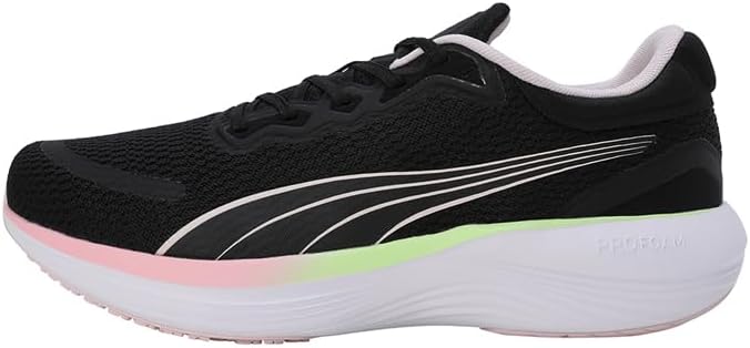 PUMA Unisex Scend Pro Strassen-Laufschuh 38 EU Puma Black Frosty Pink Speed Green Puma White, 38 EU