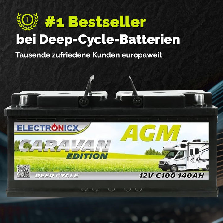 Electronicx Premium AGM Batterie 140Ah 12V für Wohnwagen, Wohnmobile, Solarbatterie, Boot: Solar Mov