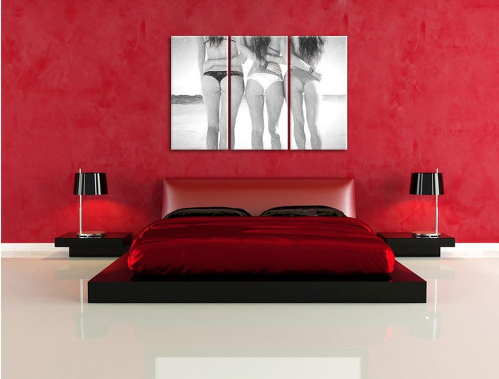 Pixxprint Schöne Mädchen in Bikinis Kunst als Leinwandbild/Grösse: 3 Teilig (120x80) cm/Wandbild/Kun