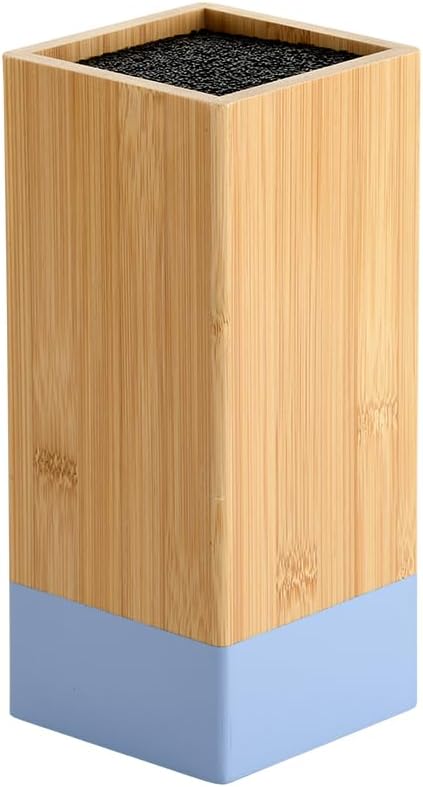 KESPER | Messerblock, Material: Bambus, Kunststoff, Masse: 10 x 10 cm, H: 23 cm, Farbe: Braun, Blau