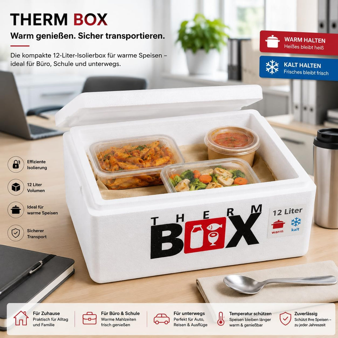 THERM BOX Styroporbox 1L bis 27L mit Kühlakkus für Kühlbox Verschiedene Grössen Transportbox Thermob