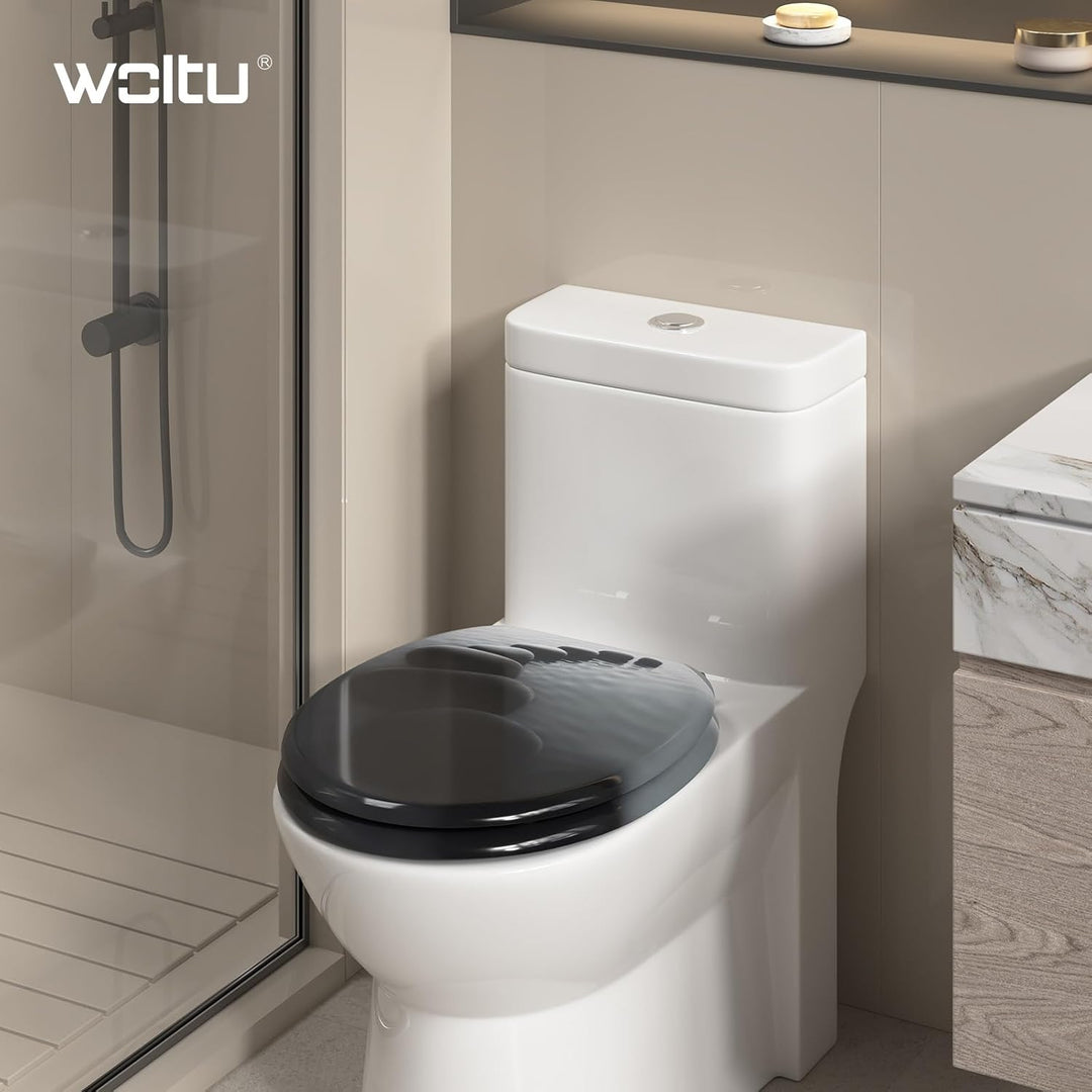 WOLTU #2 Premium WC-Sitz Toilettensitz mit Absenkautomatik, MDF Holzkern, Softclose Scharnier, Antib