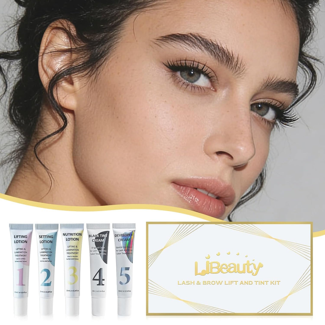 Libeauty Wimpernlifting & Augenbrauenlifting Set mit Farbe Schwarz, Korean Lash Lifting Set, Wimpern
