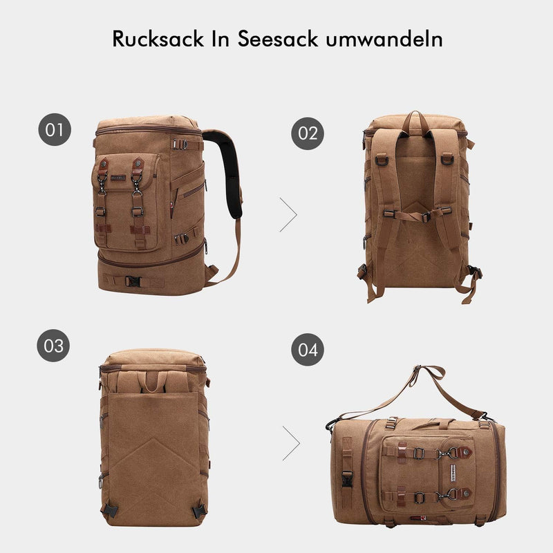 WITZMAN Vintage Canvas Rucksack Gross Reiserucksack Herren Convertible Reisetasche Laptop Rucksack W