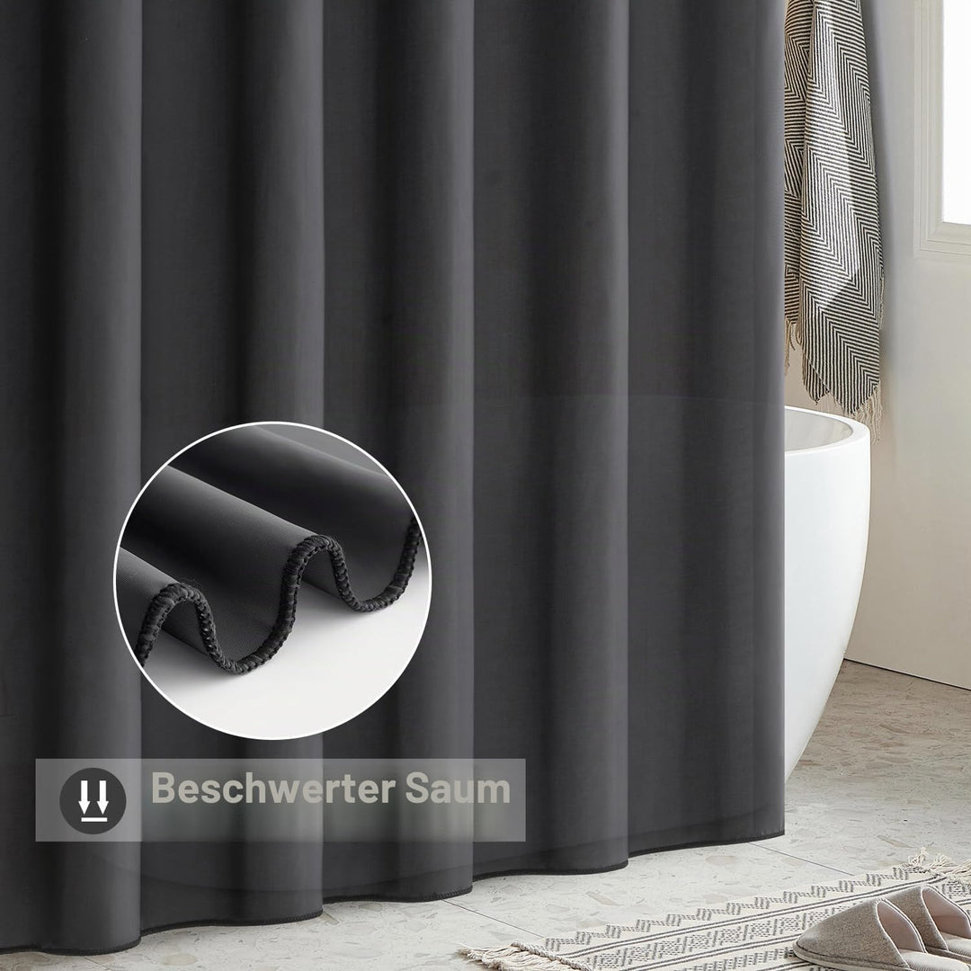 MIULEE Duschvorhang 240x200cm Dunkelgrau Wasserdicht Badvorhang Anti-schimmel und Textil Waschbar Sc