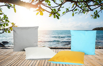 JACK 4X 2-farbiges Wende Outdoor Lounge Kissen 45x45cm Dekokissen inkl. Füllung Wasserfest Sitzkisse