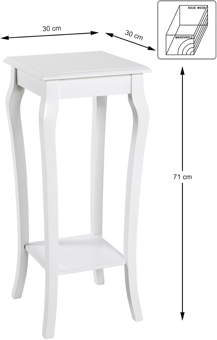 HAKU Möbel Beistelltisch, Massivholz, weiss, B 30 x T 30 x H 71 cm 30 x 30 x 71 cm, 30 x 30 x 71 cm
