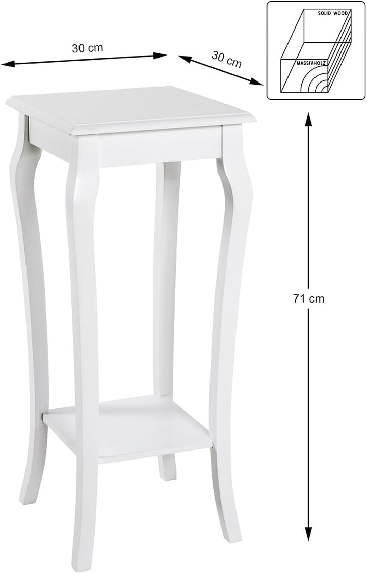 HAKU Möbel Beistelltisch, Massivholz, weiss, B 30 x T 30 x H 71 cm 30 x 30 x 71 cm, 30 x 30 x 71 cm