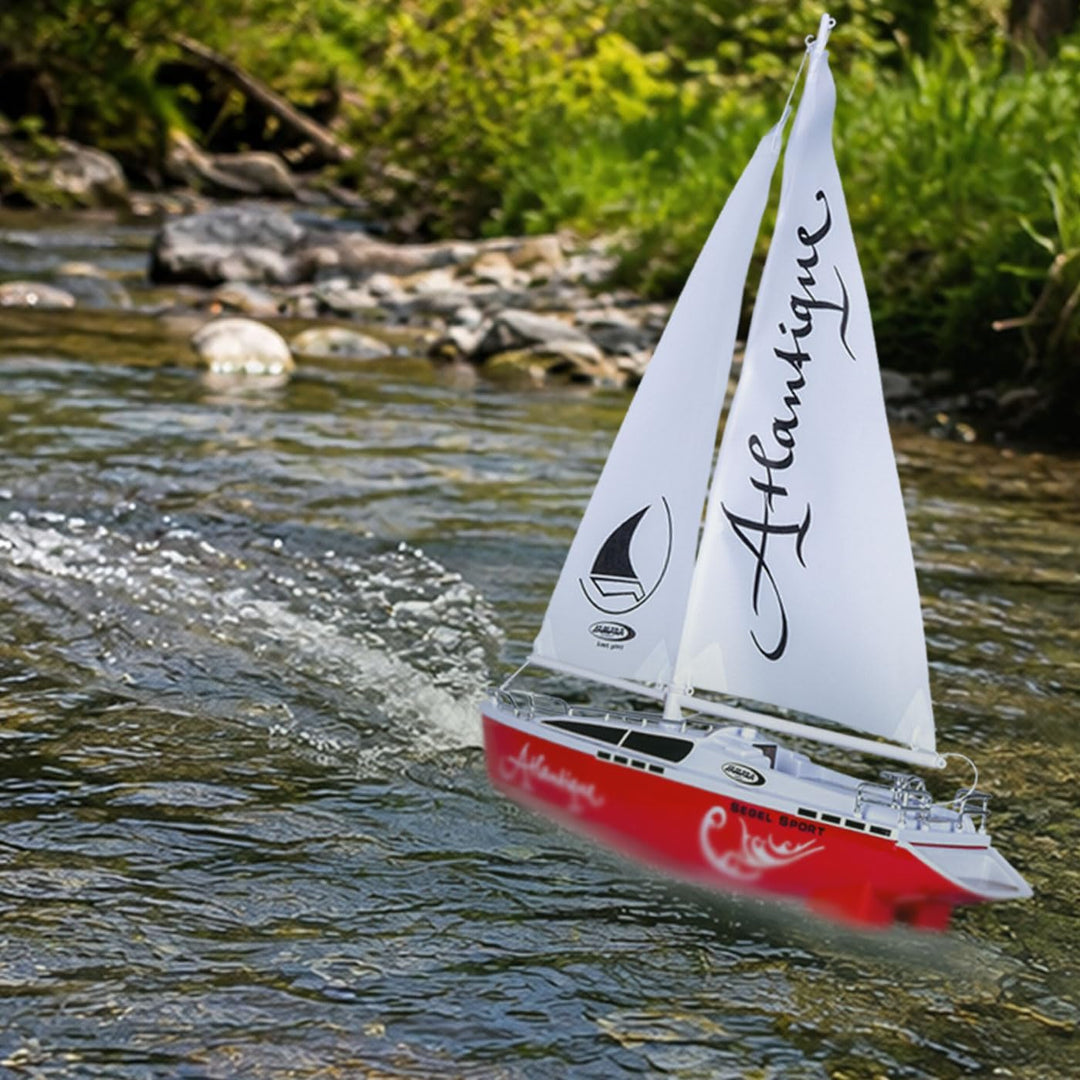 Jamara 040250 Atlantique Segelboot 2 Kanal 27MHz, RC Boot, 2 Antriebsmotoren, Weiss, S