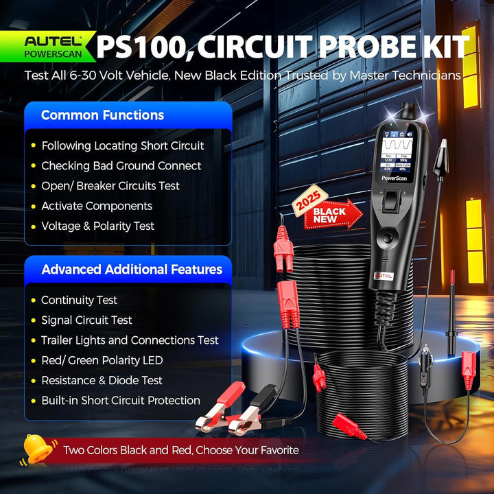 Autel PowerScan PS100 Stromkreistester, Sonde für Schaltkreise, Stromversorgung für Auto 12V-24V, Le