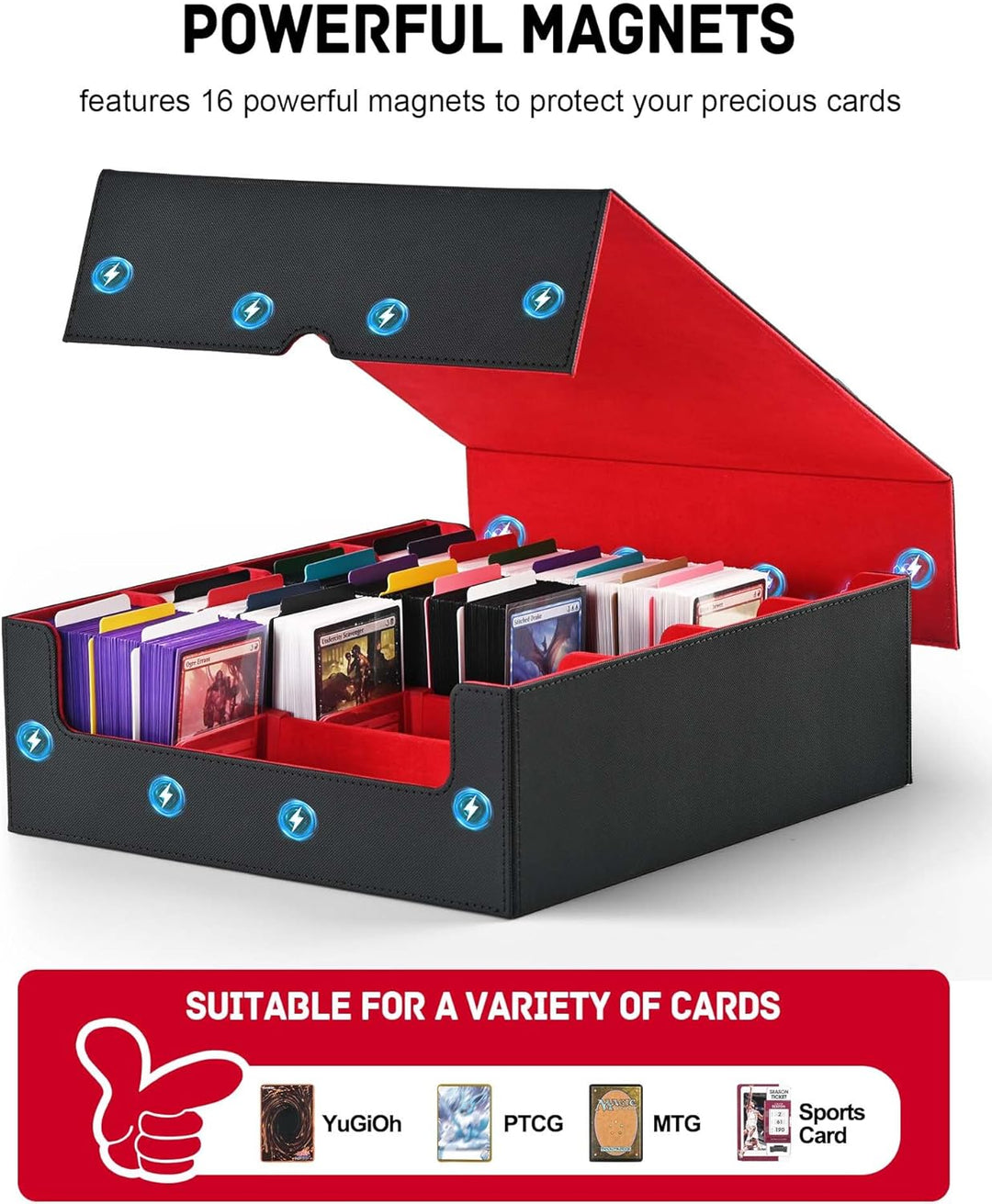 ZLCA Trading Card Storage Box, Commander Card Deck Case Holds 2400+ Cards, MTG Deck Box mit 4 Stopfe
