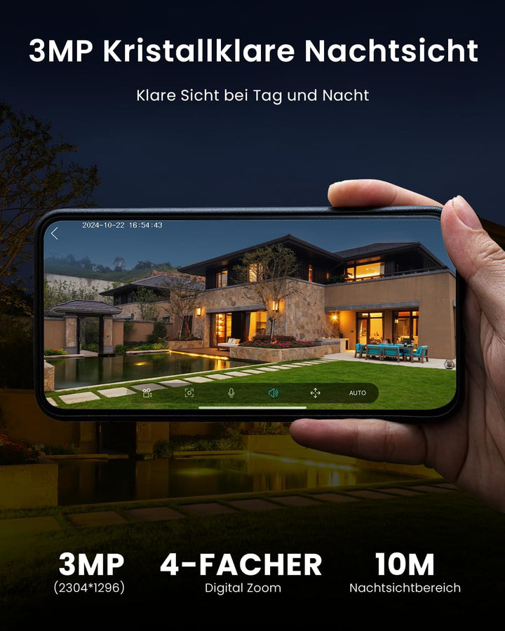 ieGeek 180° Überwachungskamera Aussen Akku, Kabellos Überwachungskamera Innen mit PIR-Bewegungserken