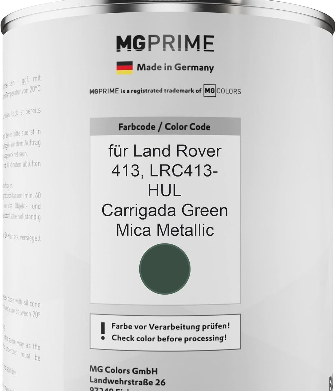 MG PRIME Autolack Dose Set für Land Rover 413 / LRC413-HUL Carrigada Green Mica Metallic Basislack 2