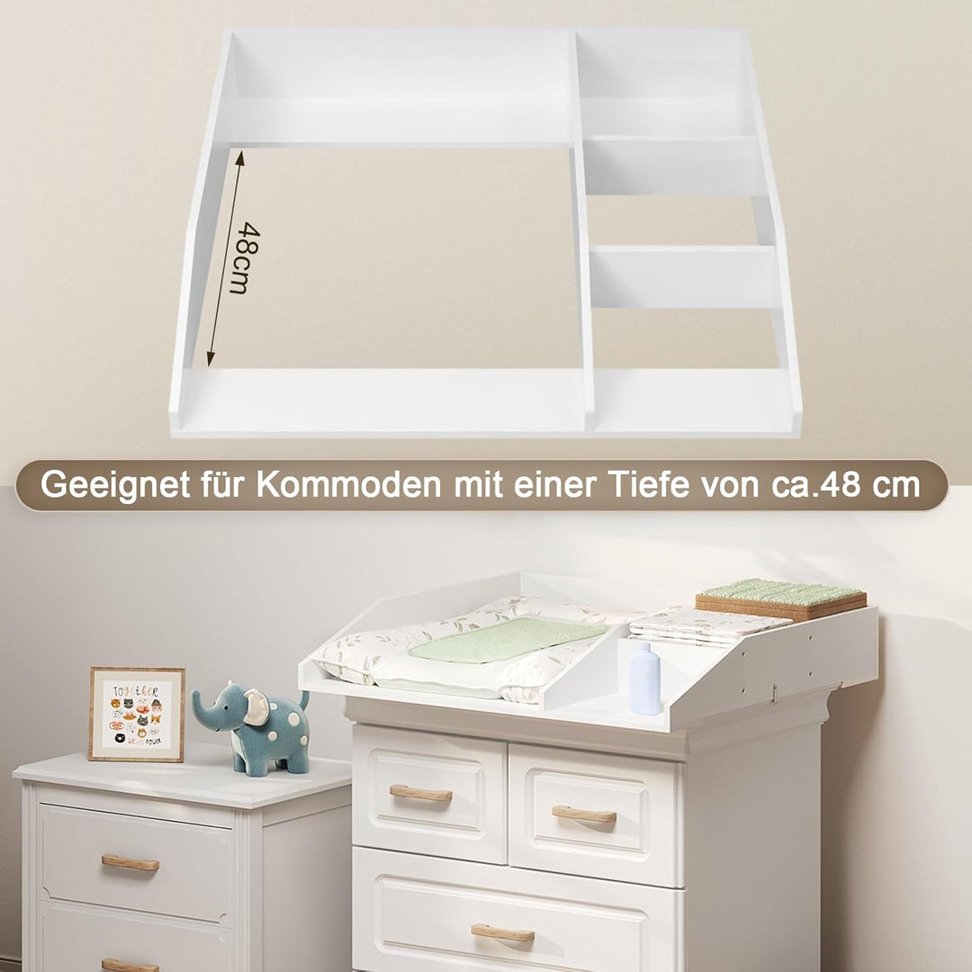WOLTU Wickelaufsatz mit Trennfach und Sicherheitsgurt, Wickeltischaufsatz für Kommode mit Tiefe 47,5