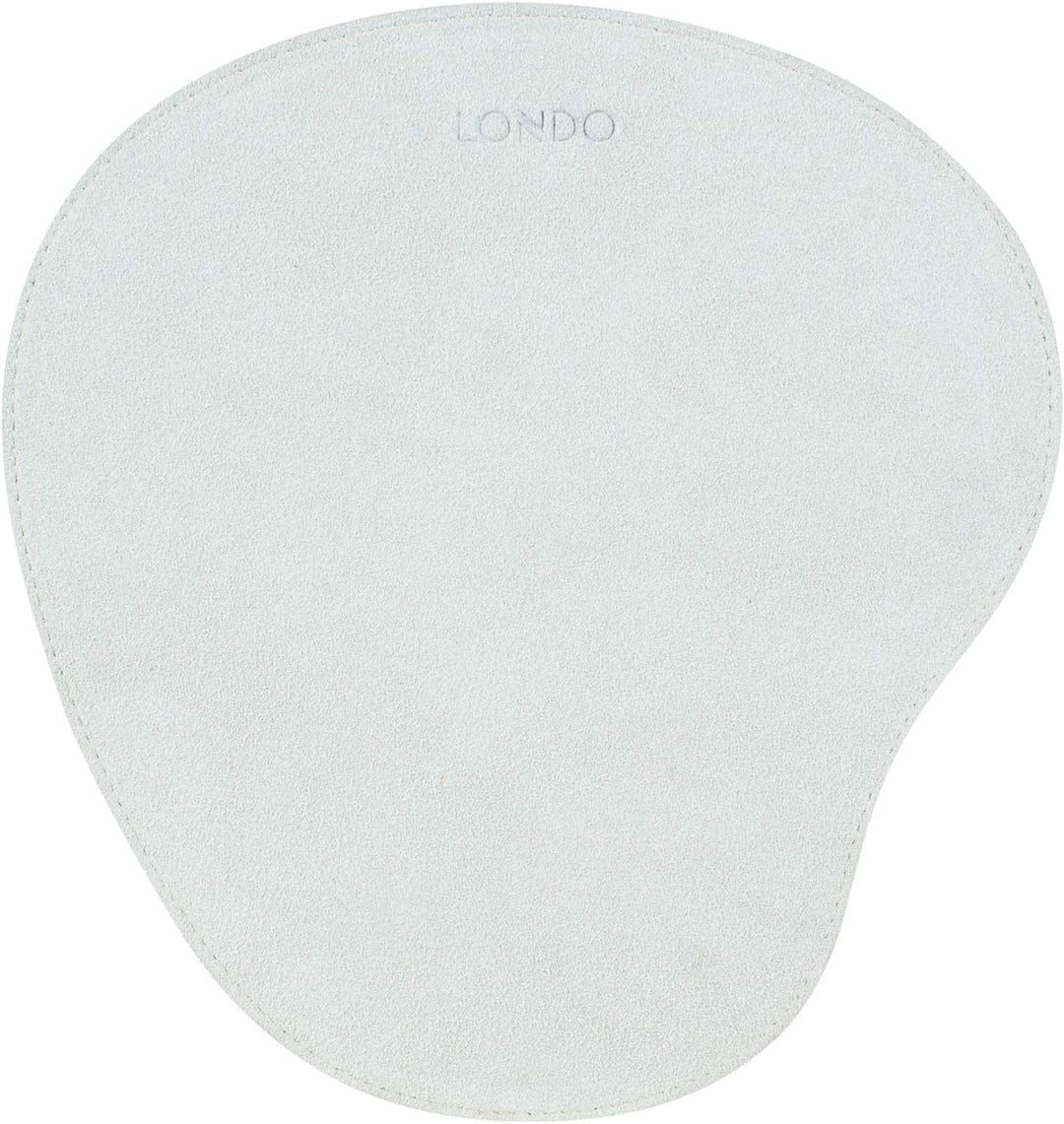 Londo Leder Oval Mouspad mit Handgelenkauflage - Rutschfesten Unterseite, Glatte Oberfläch Weiss, We
