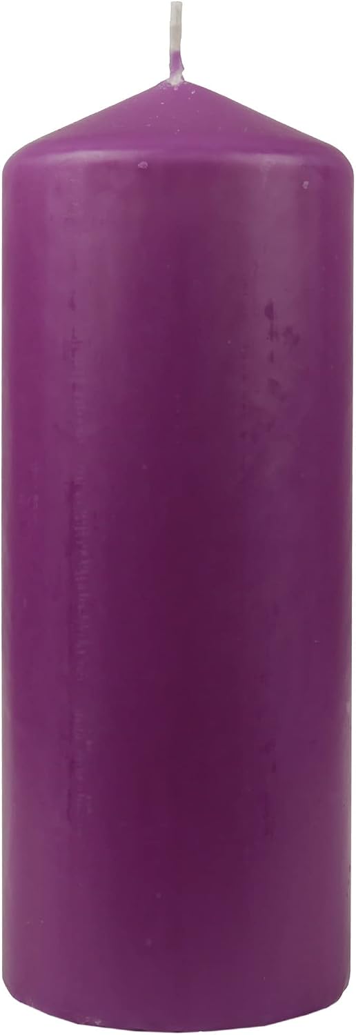 HS Candle Stumpenkerzen Wachskerzen Ø8cm x 20cm (3er Pack) Lila - Lange Brenndauer, Hergestellt in E