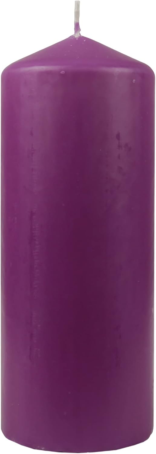 HS Candle Stumpenkerzen Wachskerzen Ø8cm x 20cm (3er Pack) Lila - Lange Brenndauer, Hergestellt in E