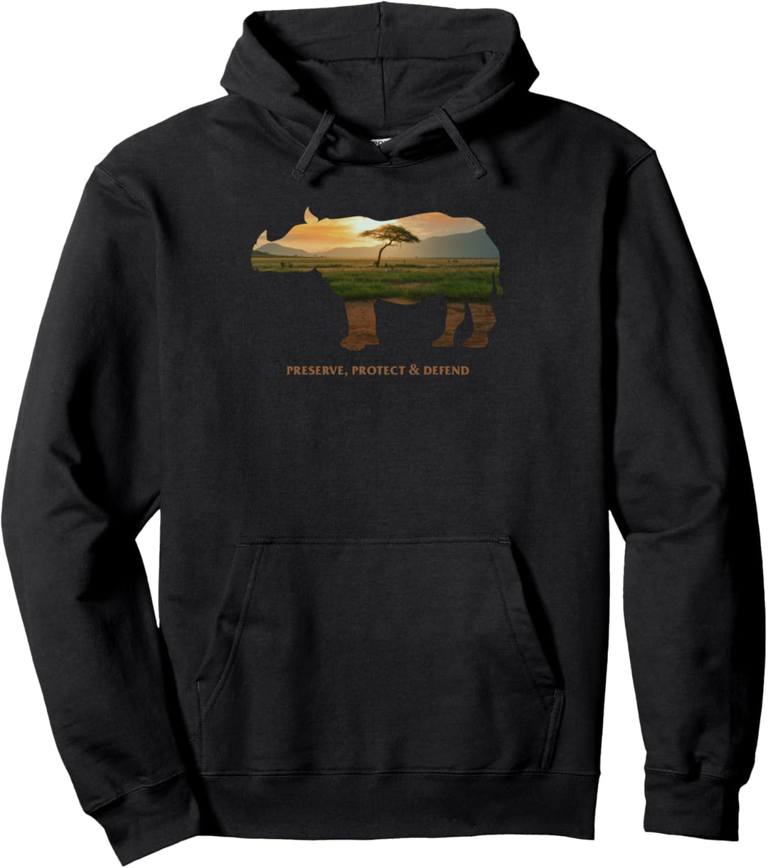 Preserve Protect Defend Klimaschutz Umweltschutz Nashorn Pullover Hoodie