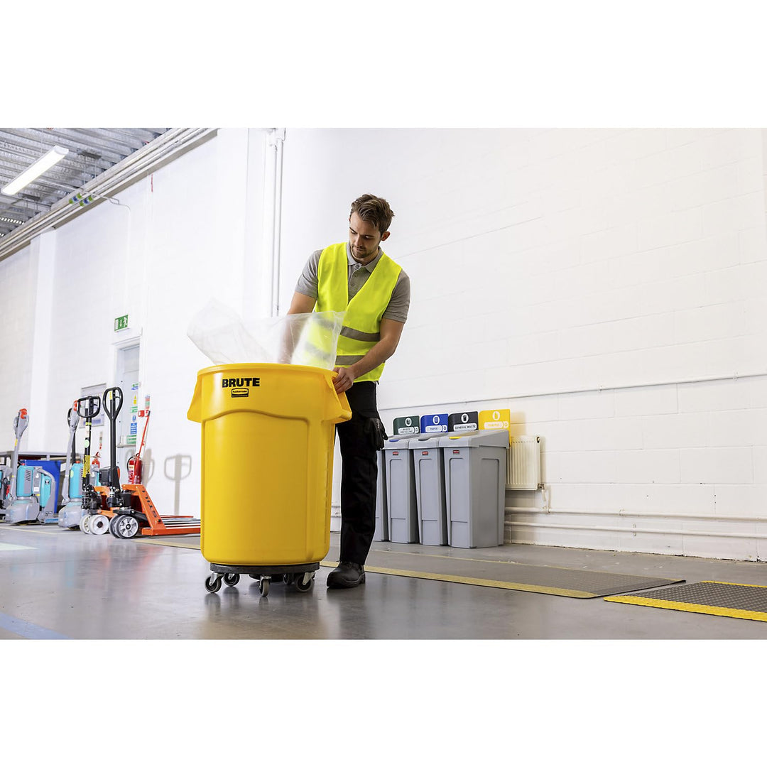 Rubbermaid Commercial Products Brute Round Container 167 L Gelb – Schwerlast-Abfallbehälter mit Luft