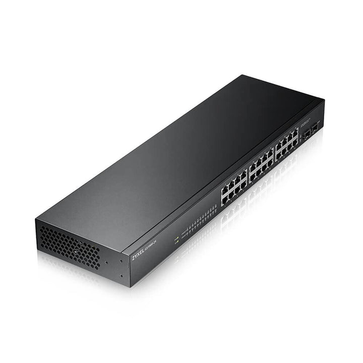 Zyxel 24-Port Gigabit Switch | Smart Managed | Rackmontage und lüfterloses Design | VLAN, IGMP, QoS