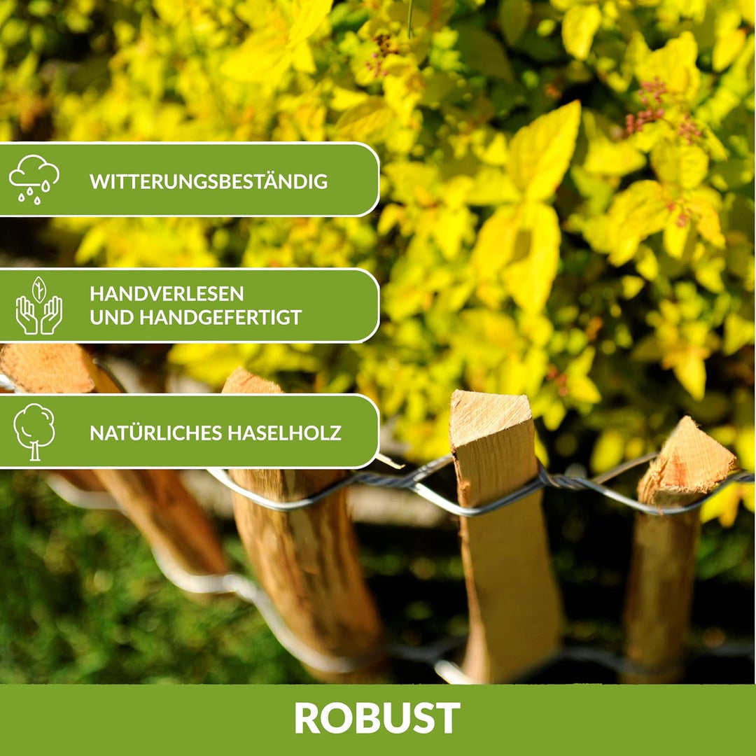 Floranica imprägnierter Gartenzaun Staketenzaun Haselnuss Hühnerzaun Lattenzaun Deko Holzzaun Beetza