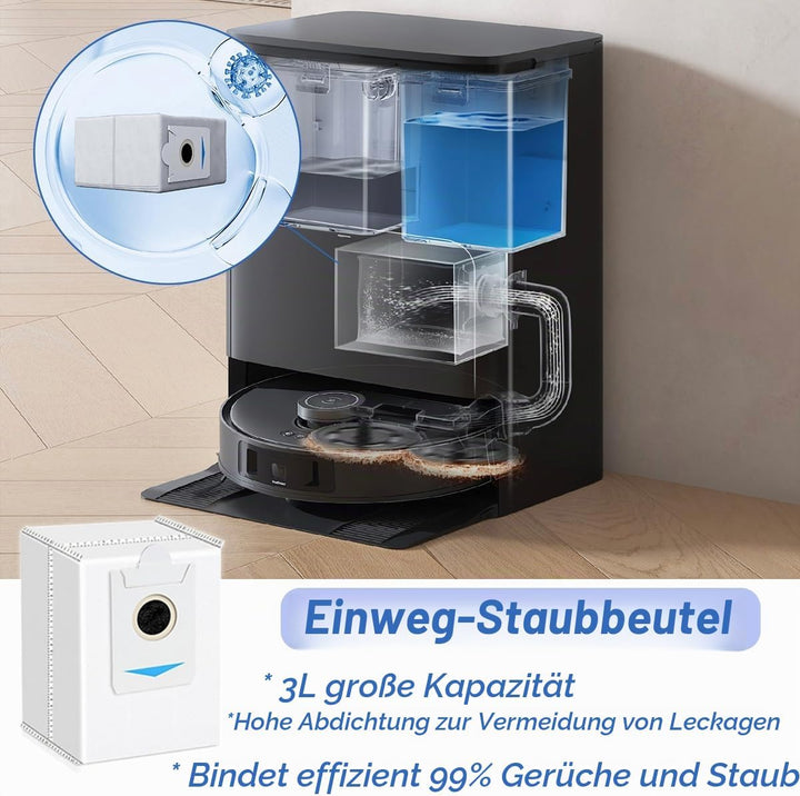 Ersatzteile Set für ECOVACS DEEBOT T30S / T30S PRO, Zubehör mit 1 Hauptbürste, 4 Staubbeutel, 6 Wisc