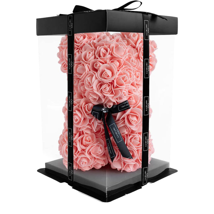 Infinity® Rosenbär mit Geschenkbox & über 300 handbeklebten ewigen Rosen mit Duft - Geschenk für Fra