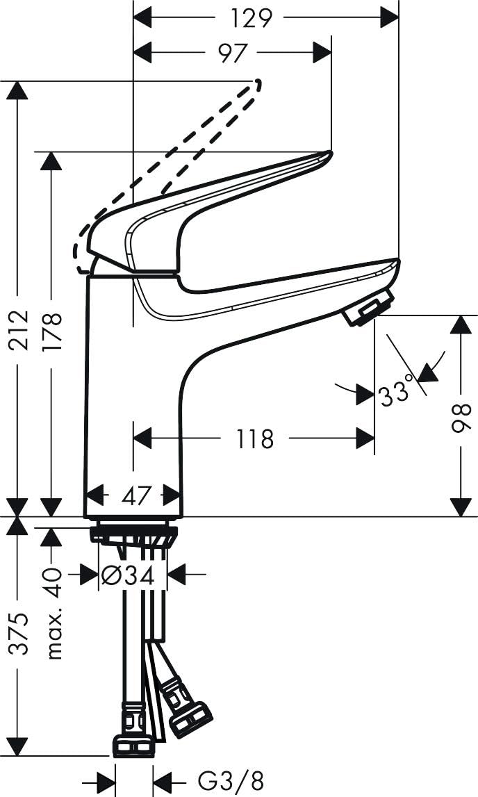 hansgrohe Wasserhahn Novus wassersparende Armatur (Auslauf Höhe 100mm ohne Ablaufgarnitur) Chrom Chr