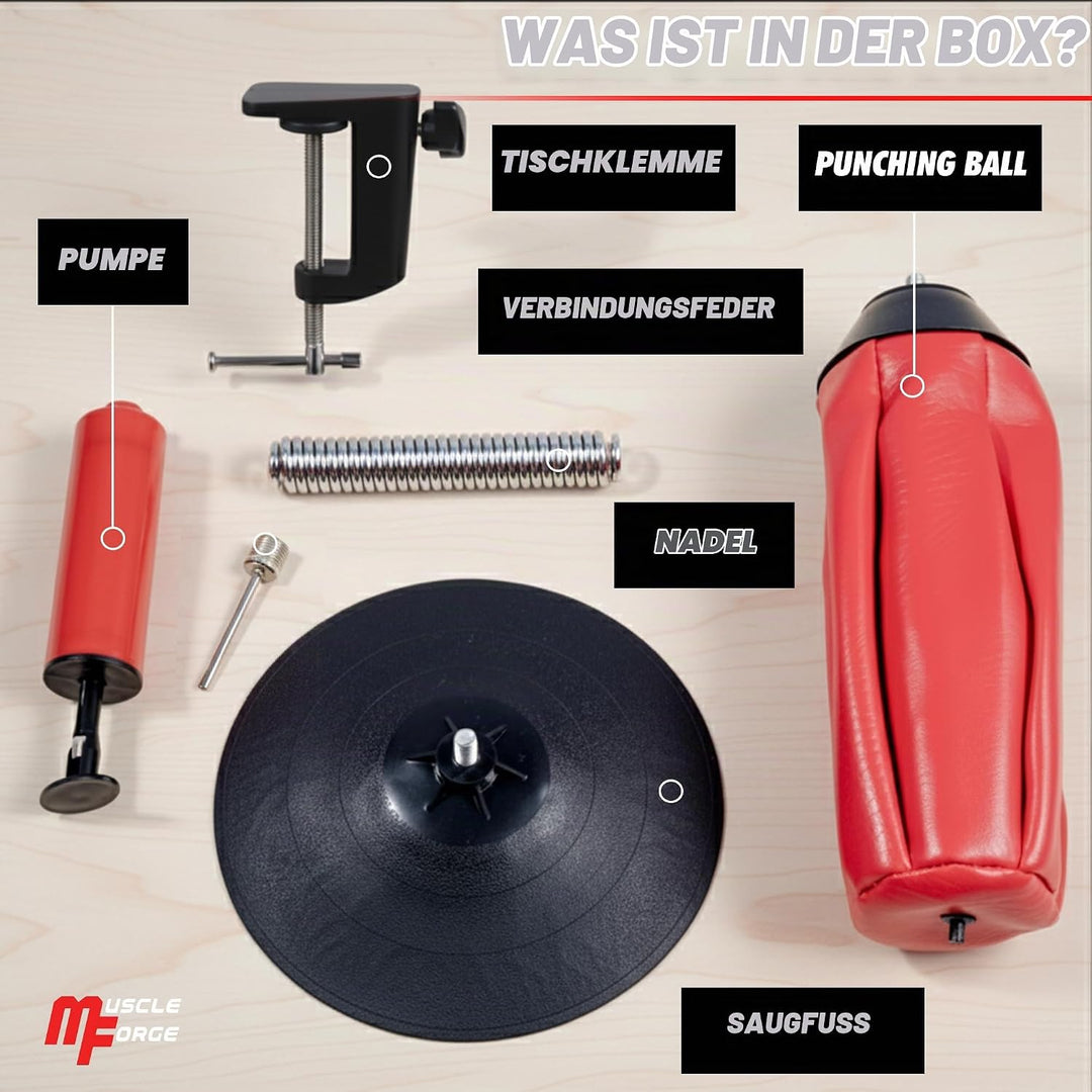 Mini Boxsack für Schreibtisch mit Saugnapf und Tischklemme – Büro Punchingball gegen Stress – Kleine