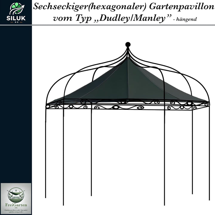 freigarten.de Ersatzdach für Pavillon Modena 6-eck 320cm Wasserdicht Material: Panama PCV Soft 370g/