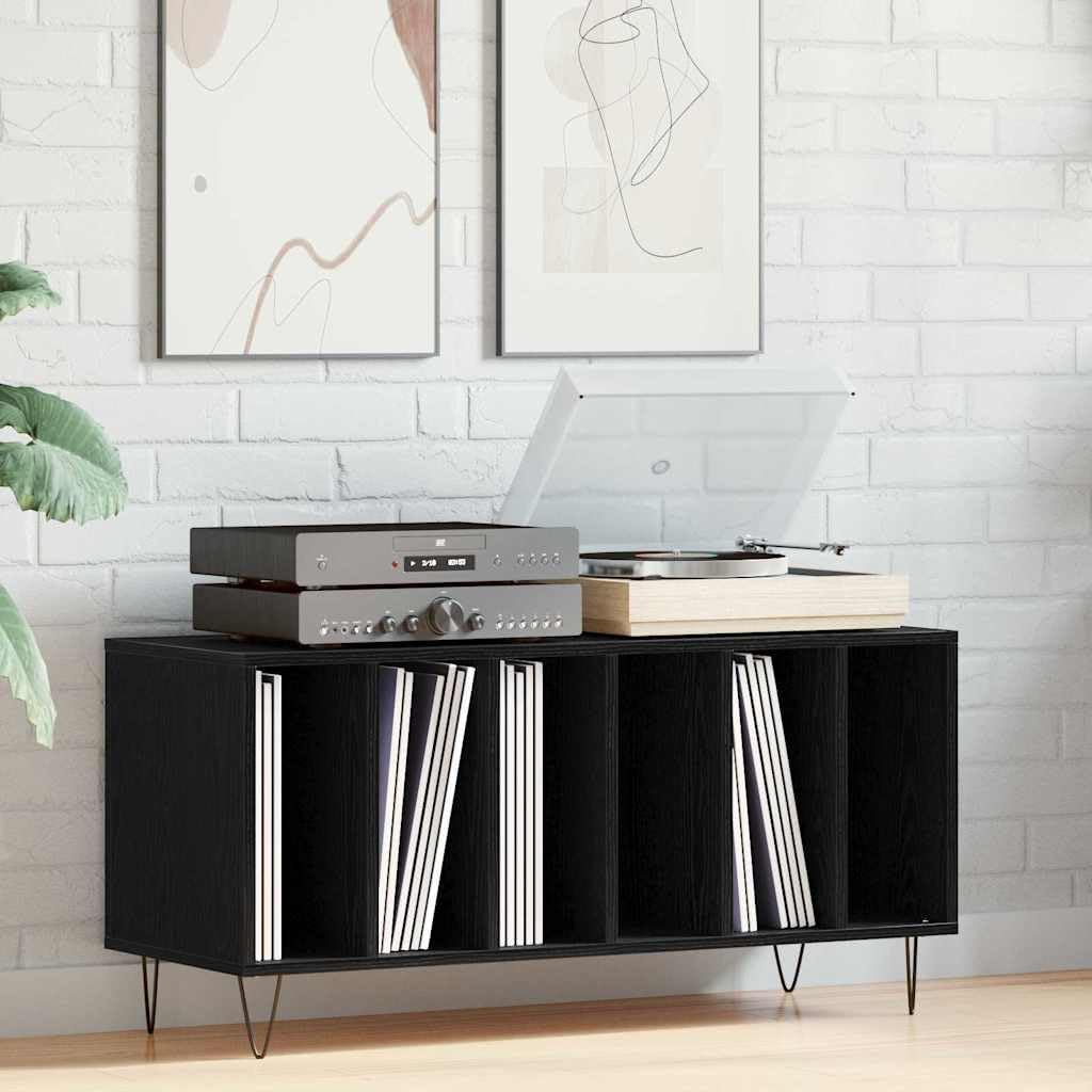 vidaXL Schallplattenschrank Schwarz Eichen-Optik 100 x 38 x 48 cm | Schlankes Design mit klaren Lini