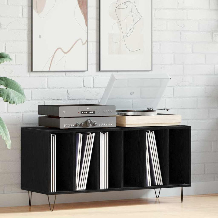 vidaXL Schallplattenschrank Schwarz Eichen-Optik 100 x 38 x 48 cm | Schlankes Design mit klaren Lini