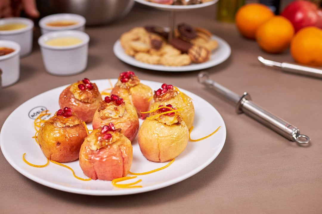 RÖSLE Fruchtentkerner, Hochwertiger Apfelentkerner zum Entfernen von Kernhäusern bei Obst, Edelstahl