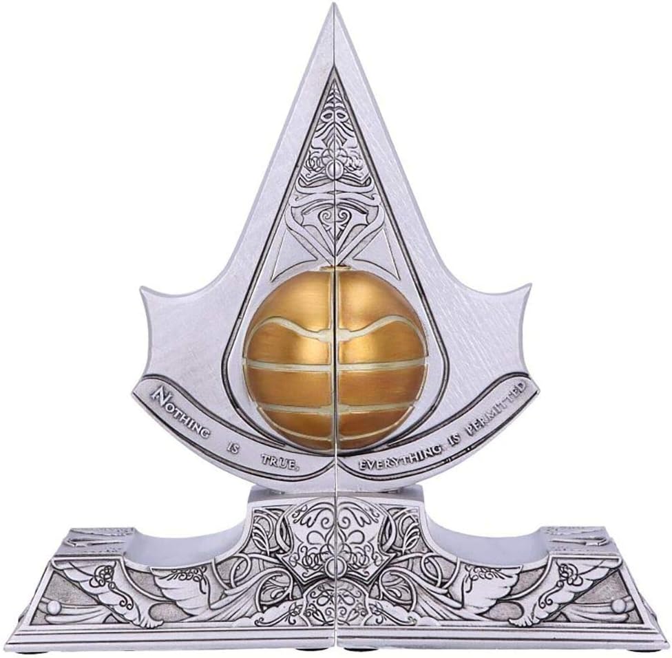 Nemesis Now Assassin's Creed Buchstützen, Apfel von Eden, Kunstharz, silberfarben, 18,5 cm B5349S0