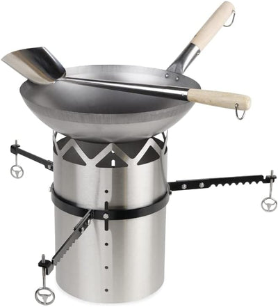 MOESTA-BBQ 10118 WOK'N BBQ – Komplettset für Kugelgrills 50 cm Ø – Grilleinsatz, Höhenversteller, Wo