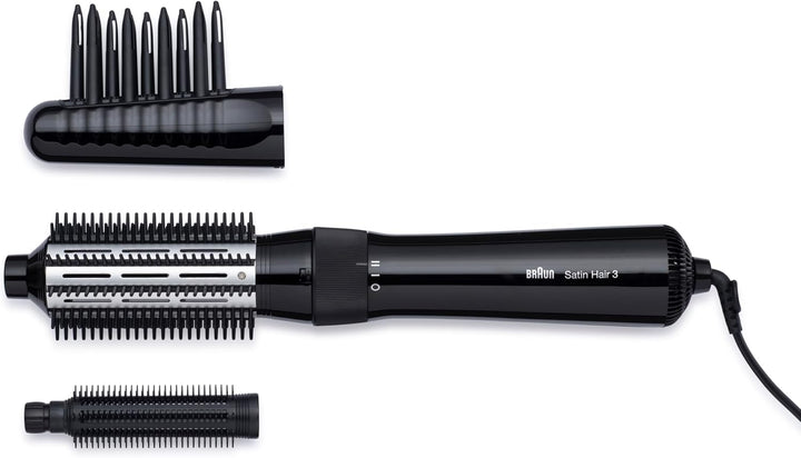 Braun Satin Hair 3 Warmluft-Lockenbürste, inkl. Kamm- und Bürstenaufsatz, AS 330, schwarz, 1er Pack,