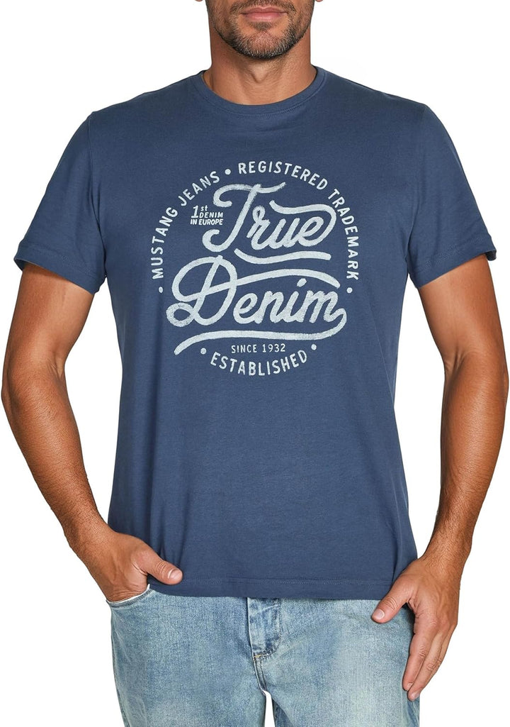 MUSTANG Herren T-Shirt 4er Pack Frontprint O-Neck Rundhalsausschnitt Kurzarm Regular Tee Shirt 100%