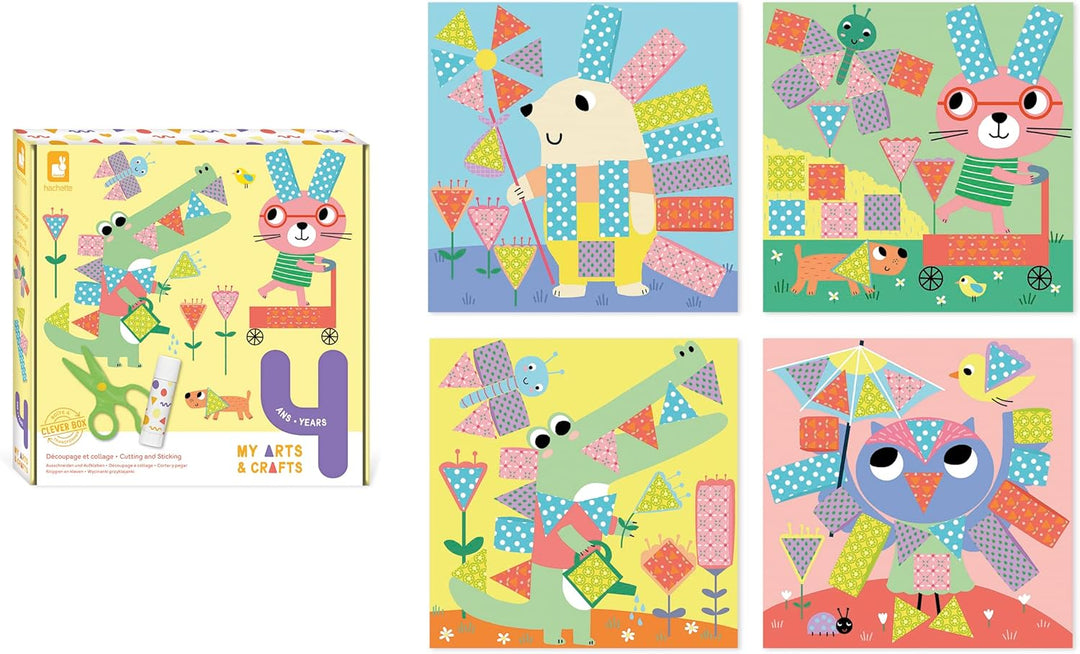 Janod - My Arts & Crafts - Ab 4 Jahre - Ausschneiden und Kleben - 4 Bilder - Kreatives Hobby Kinder