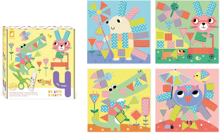 Janod - My Arts & Crafts - Ab 4 Jahre - Ausschneiden und Kleben - 4 Bilder - Kreatives Hobby Kinder