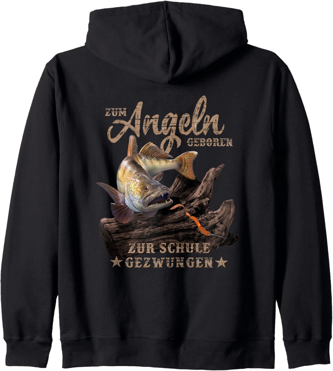 Zum Angeln geboren zur Schule gezwungen Zander Kapuzenjacke