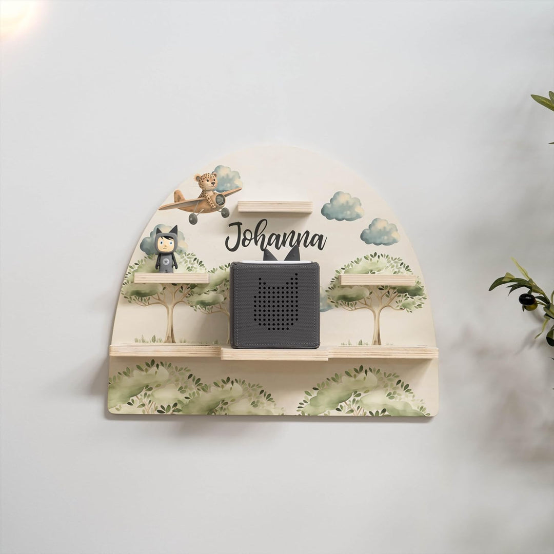 Geschenkfreude Personalisiertes Toniebox Regal für Kinderzimmer - Kinder Wandregal für Tonie Hörfigu