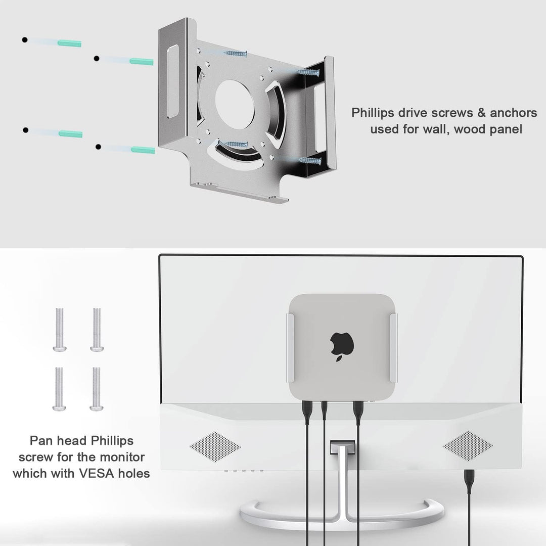 IFCASE Mac Mini M2 Halterung, Wärmeableitung Design Anti-Kratzer hinter dem Monitor, Unter dem Schre