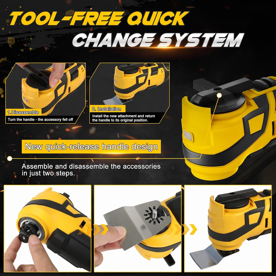 WingFly Akku-Multifunktionswerkzeug für Dewalt 18V,20v, Oszillierendes Multitool 6 Einstellbare Gesc