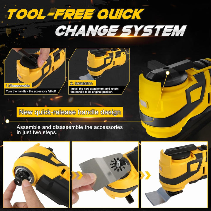 WingFly Akku-Multifunktionswerkzeug für Dewalt 18V,20v, Oszillierendes Multitool 6 Einstellbare Gesc